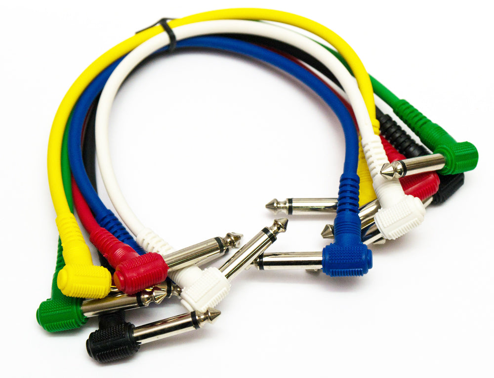 30 cm - Guitar Cable (patch) jack-jack random color (angled), 1 pc