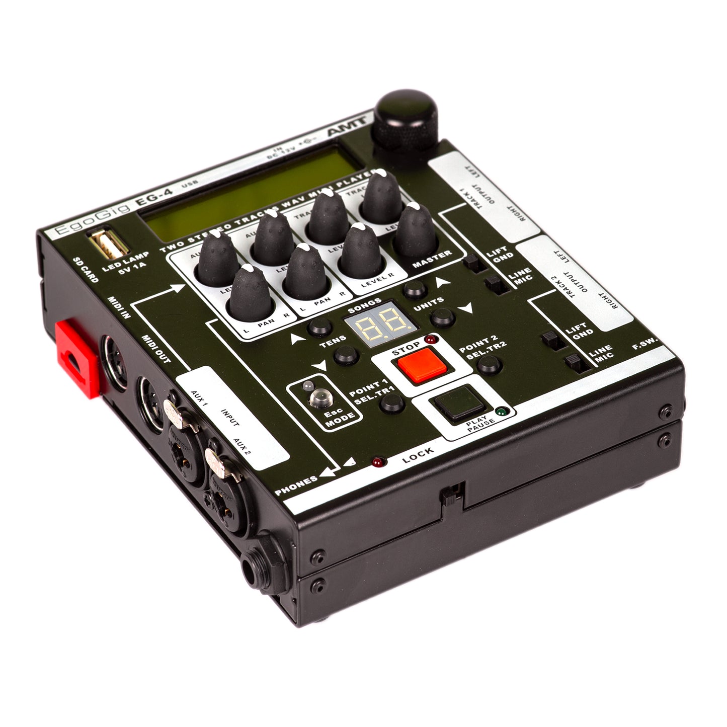 AMT EgoGig EG-4 - 4-channel WAV & MIDI Player & monitor mixer (+ power supply 12V with EU plug included!)