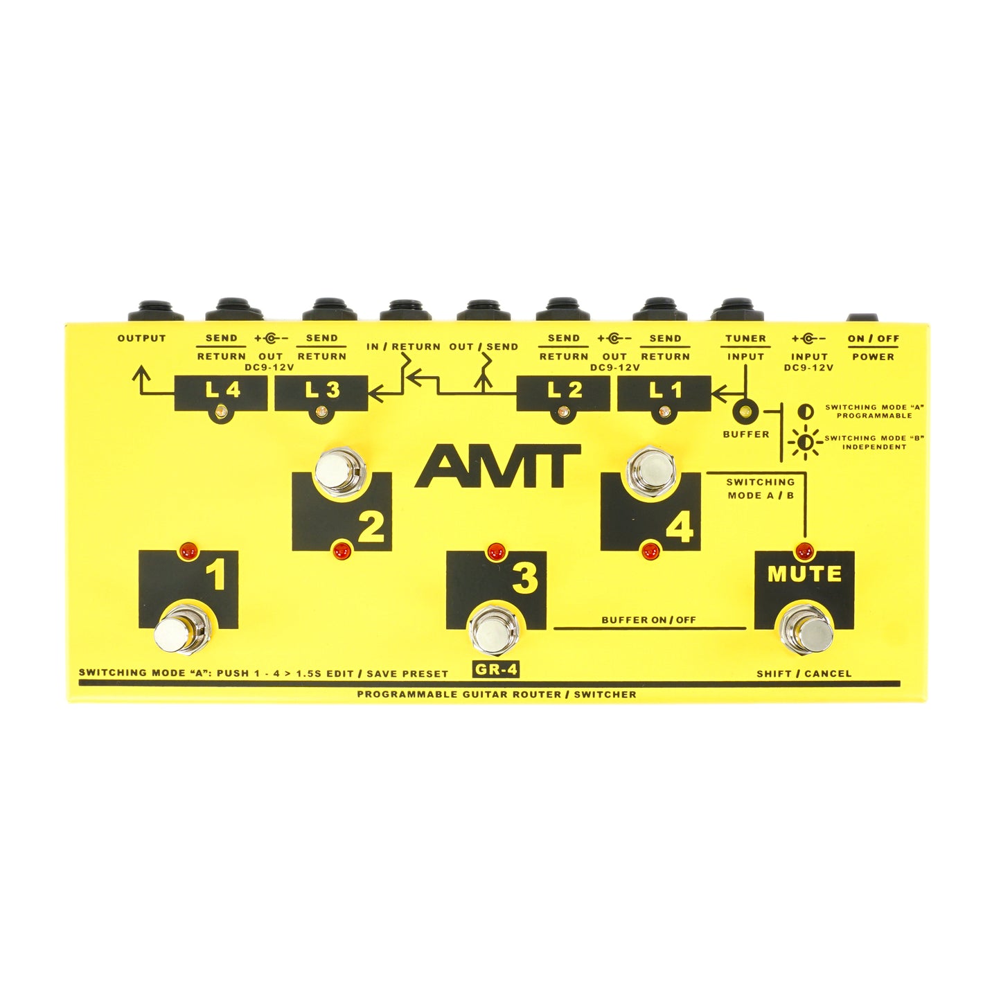 AMT GR-4 — programmable guitar switching system with 4 loops (+ power supply 12V with EU plug included!)
