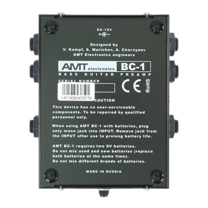 AMT Bass Crunch BC-1 — 2-channel JFET bass guitar preamp (w/o power supply!)